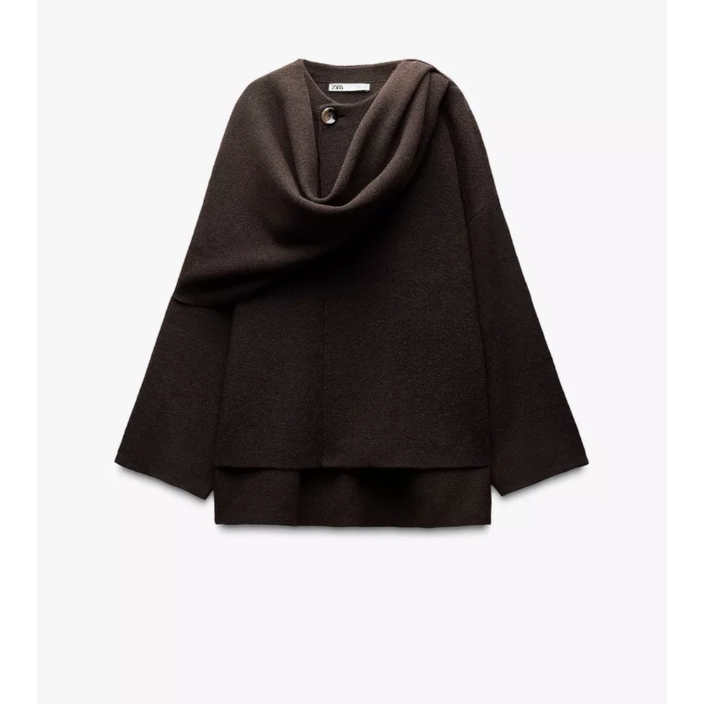 Zara Short Knit Scarf Coat